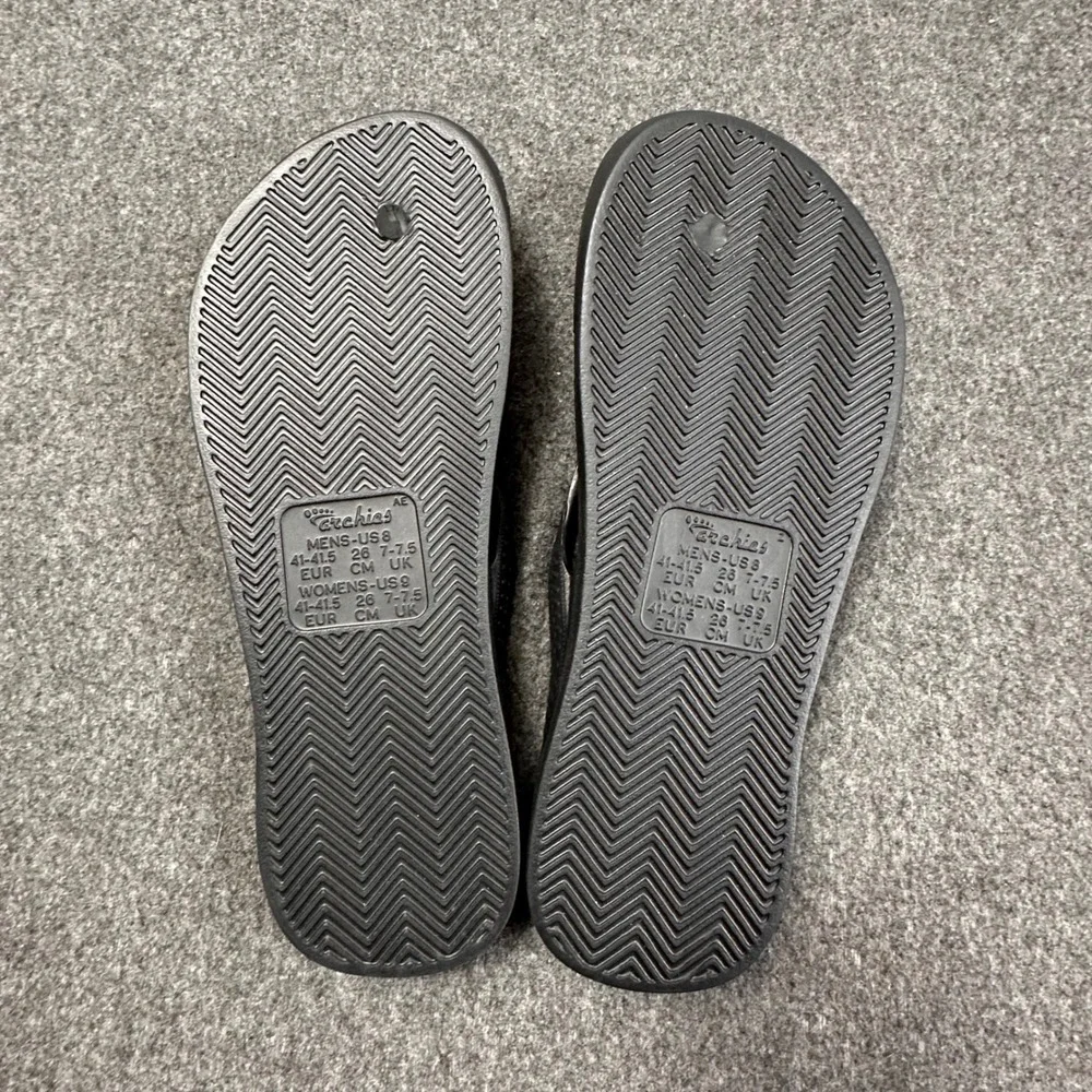 Archies High Arch Support Flip Flops Black Sandals Mens 8 Womens 9 Orthotic